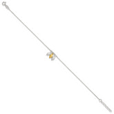 Sterling Silver Gold-tone Feathers 9 inch Plus 1 inch Extender - Total 10 inch Anklet